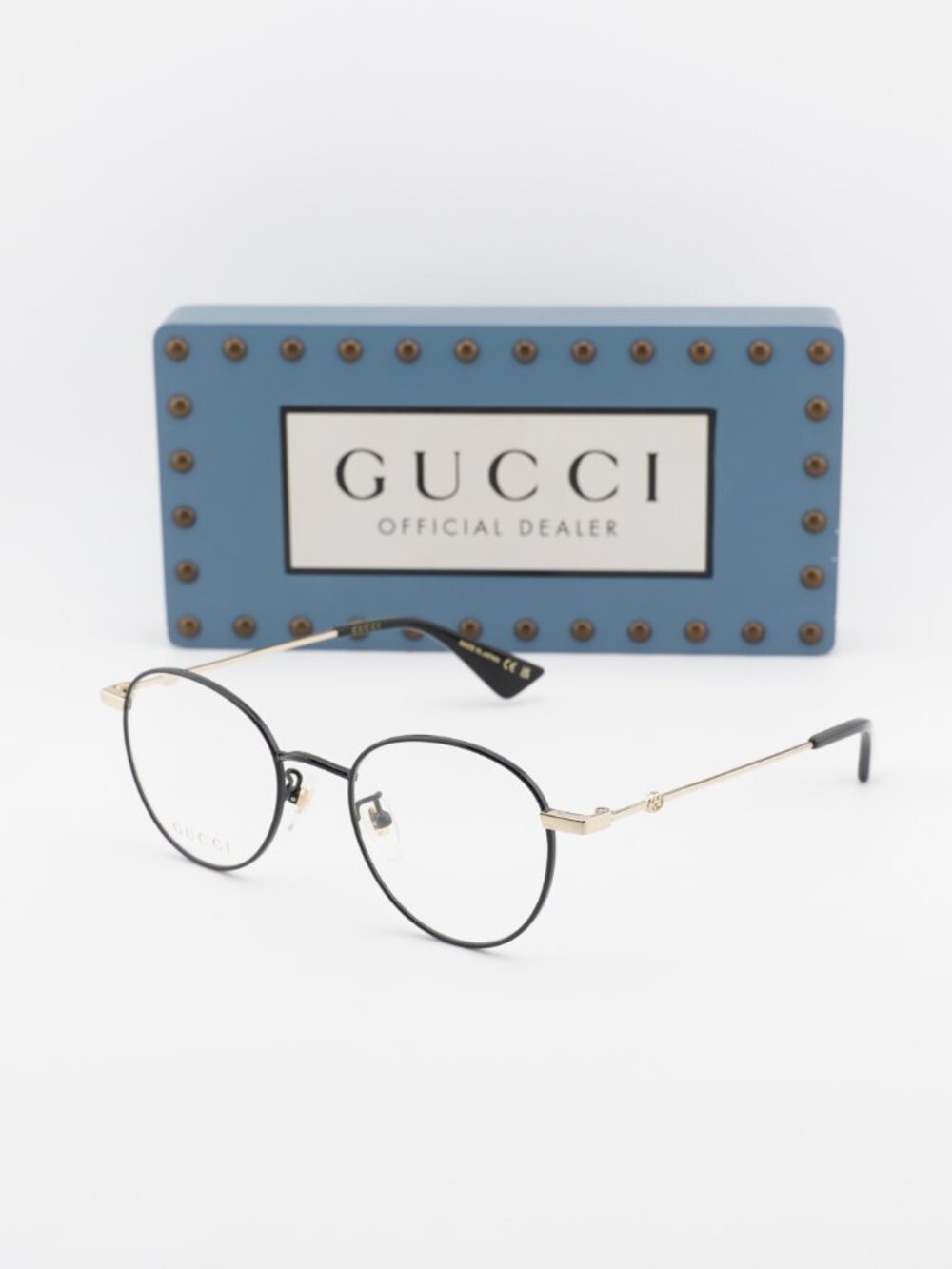 Gucci GG0607OK 003 Round Eyeglasses - Black/Gold 50mm